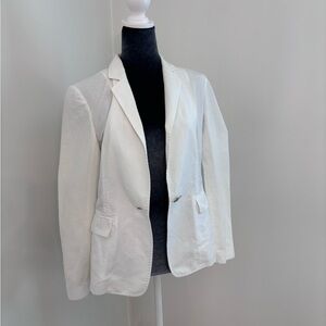 Lafayette 148 White Cotton/Linen Blend Blazer Size 2
